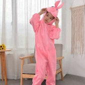 Çocuk Tavşan Kostümü Pembe Renk 2-3 Yaş 80 Cm thumbnail 5