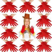 Kırmızı Renk Likralı 23 Nisan 29 Ekim 19 Mayıs Gösteri Bando Eldiveni 10 Çift ( 20 Adet ) thumbnail 1