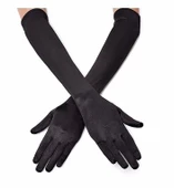 Siyah Renk Likralı Dirseğe Kadar Uzun Kumaş Eldiven 40 Cm thumbnail 2