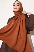 Halka Desen Jakar Şal Kahve - 1