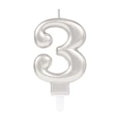 3 Rakam Mum Gümüş Renk - 1