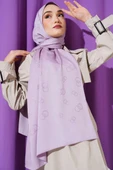 Halka Desen Jakar Şal Lila - 1