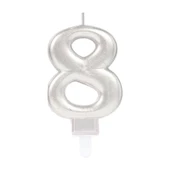 8 Rakam Mum Gümüş Renk - 1