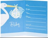 Baby Boy Stork Temalı Mavi Renk Baby Shower Davetiye 8 Adet - 2