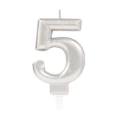 5 Rakam Mum Gümüş Renk - 1