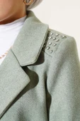 Omuz Taşlı Kaşe Kaban Mint Yeşili thumbnail 4
