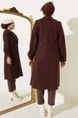 Omuz Taşlı Kaşe Kaban Acı Kahve - 3