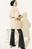 Yarasa Kol Kemerli Buklet Ceket Latte thumbnail 3