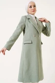 Omuz Taşlı Kaşe Kaban Mint Yeşili thumbnail 1