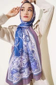 Etnik Desen Medine İpeği Şal Pudra Lila thumbnail 1