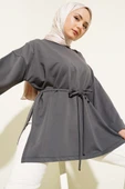 Duble Kol İp Bağcıklı Tunik Füme thumbnail 1