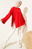Duble Kol İp Bağcıklı Tunik Kırmızı thumbnail 2