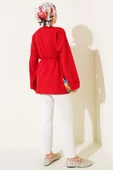 Duble Kol İp Bağcıklı Tunik Kırmızı thumbnail 7