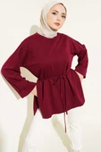 Duble Kol İp Bağcıklı Tunik Bordo thumbnail 1