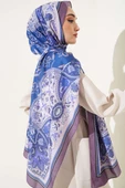 Etnik Desen Medine İpeği Şal Pudra Lila thumbnail 3