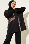 Leopar Garnili Pullu İkili Takım Siyah - 2