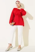 Duble Kol İp Bağcıklı Tunik Kırmızı thumbnail 6