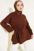 Duble Kol İp Bağcıklı Tunik Kahve thumbnail 1