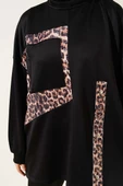 Leopar Garnili Pullu İkili Takım Siyah - 4