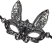 Siyah Renk Dantel Kesim Dantel İşlemeli Balo Parti Maskesi 7 No thumbnail 3