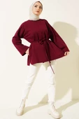 Duble Kol İp Bağcıklı Tunik Bordo thumbnail 2