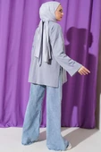 Duble Kol İp Bağcıklı Tunik Kayrak Grisi thumbnail 3