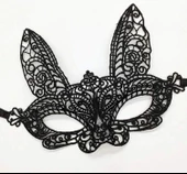 Siyah Renk Dantel Kesim Dantel İşlemeli Balo Parti Maskesi 7 No thumbnail 2