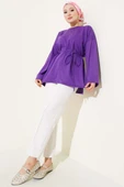 Duble Kol İp Bağcıklı Tunik Lila thumbnail 2