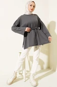 Duble Kol İp Bağcıklı Tunik Füme thumbnail 3