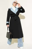 Kot Garnili Apoletli Trençkot Siyah Mavi thumbnail 2
