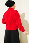 Dört Düğmeli Kısa Kaşe Kaban Kırmızı thumbnail 3