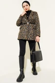 Leopar Desen Kemerli Blazer Ceket Taba - 2