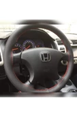 DİKİŞLİ DERİ DİREKSİYON KILIFI NOKTALI DERİ KIRMIZI DİKİŞLİ HONDA CİVİC VTEC 2 İÇİN thumbnail 1