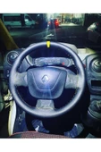 DİKİŞLİ DİREKSİYON KILIFI DAMARLI SİYAH DERİ SARI YÜZÜK/DİKİŞLİ RENAULT MASTER İÇİN - 1