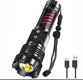 Br-6800 Zoomlu 30w  El Feneri Cob Led 8 Fonksiyonlu C-tip Şarj Edilebilir Powerbank Taktik El Feneri - 1