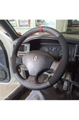 DİKİŞLİ DERİ DİREKSİYON KILIFI KARBON NUBUK KIRMIZI YÜZÜK KIRMIZI RENAULT DİKİŞ - 1