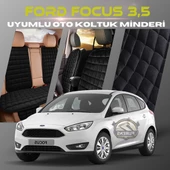 Ford Focus 3.5 Siyah Renk Tay Tüyü Cepli & Terletmez Sırtlı Oto Koltuk Minder Seti - Koltuk Koruma Kılıfı (ÖN & ARKA TAM SET) - 1
