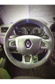 DİKİŞLİ DİREKSİYON KILIFI NUBUK NOKTALI MAVİ YÜZÜK MAVİ DİKİŞLİ RENAULT MASTER İÇİN - 1