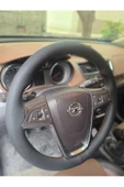 DİKİŞLİ DİREKSİYON KILIFI SİYAH DERİ KAHVE DİKİŞLİ OPEL MOKKA İÇİN - 2