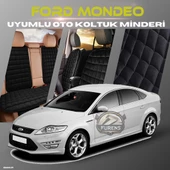 Ford Mondeo Siyah Renk Tay Tüyü Cepli & Terletmez Sırtlı Oto Koltuk Minder Seti - Koltuk Koruma Kılıfı (ÖN & ARKA TAM SET) - 1