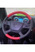 DİKİŞLİ DİREKSİYON KILIFI SİYAH KIRMIZI DERİ KIRMIZI DİKİŞLİ MERCEDES TIR KAMYON İÇİN thumbnail 1