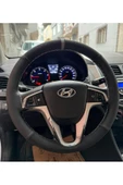 DİKİŞLİ DİREKSİYON KILIFI İTHAL NOKTALI NUBUK DERİ GRİ YÜZÜK/DİKİŞ HYUNDAİ ACCENT BLUE Uyumlu thumbnail 1