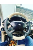 DİKİŞLİ DİREKSİYON KILIFI SİYAH/BEJ DERİ SİYAH DİKİŞLİ FORD FOCUS İÇİN - 1