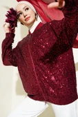 Pul Payet Fermuarlı Ceket Bordo thumbnail 1