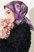 Çiçekli Paisley Desen Eşarp Mürdüm - 2