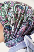 Paisley Desenli Soft Pamuk Eşarp Soft Mavi thumbnail 4