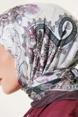 Çiçekli Paisley Desen Eşarp Acı Kahve - 4