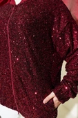 Pul Payet Fermuarlı Ceket Bordo - 4