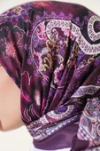 Çiçekli Paisley Desen Eşarp Mürdüm - 4