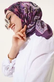 Çiçekli Paisley Desen Eşarp Mürdüm - 1